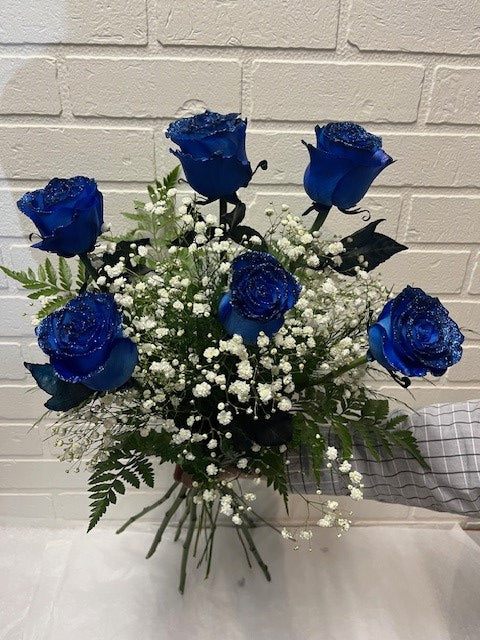 6- ROSES BLEUES AVEC BRILLANT