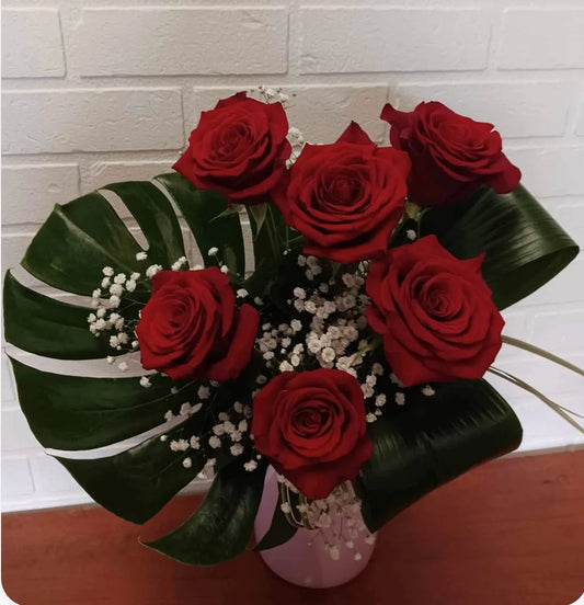 6 roses rouge